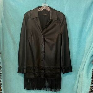 ESCADA- Leather Coat with Fringe